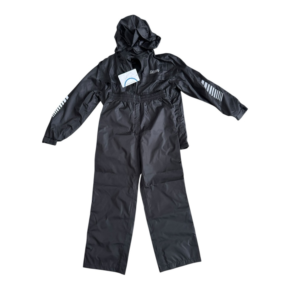 Swisswell Kids Rain Jacket & Pants Set Black Size L Hooded Reflective
